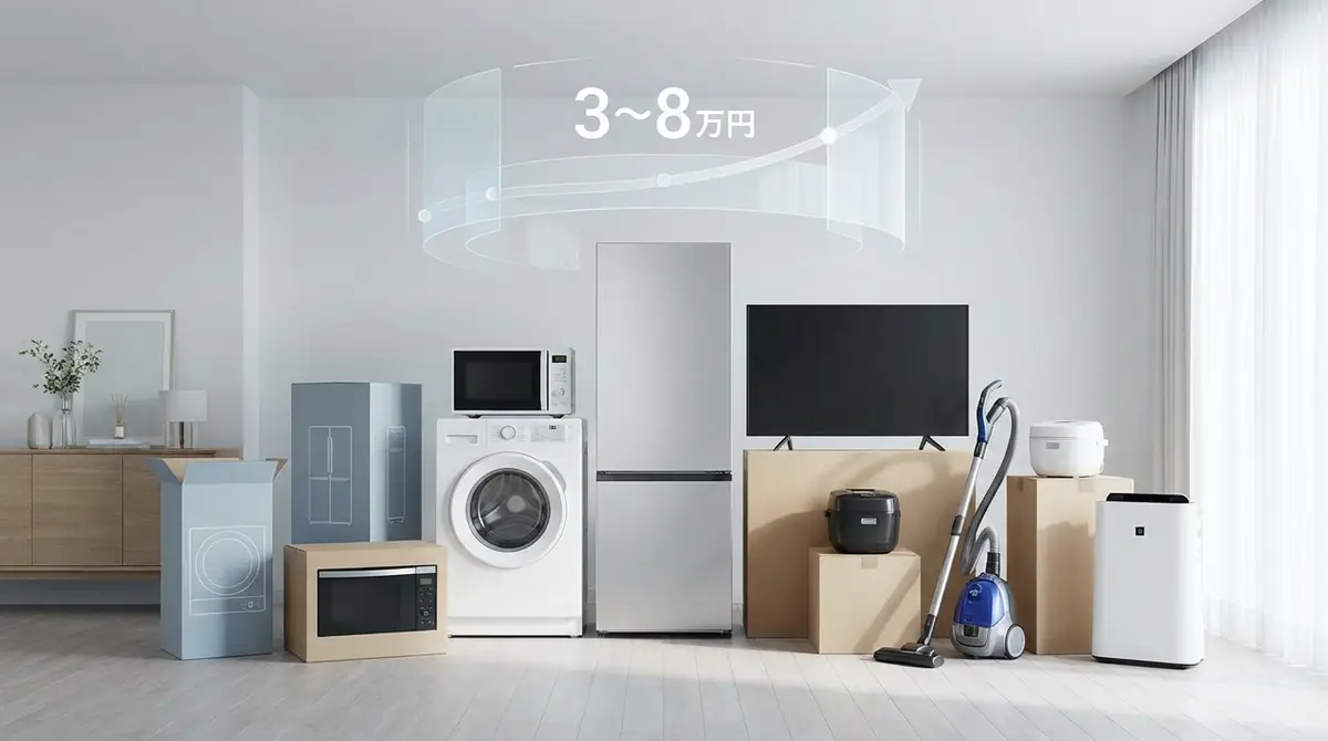 一人暮らし家電セットの相場は3〜8万円｜点数別の価格早見表