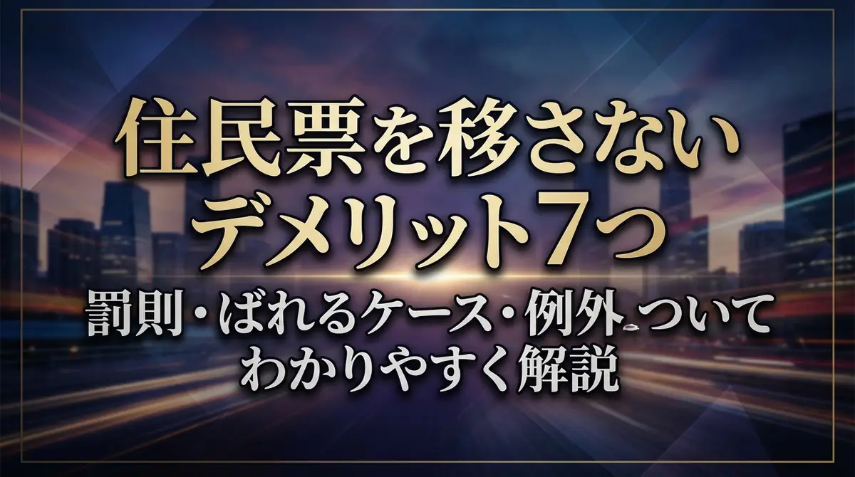 住民票を移さないデメリット7つ｜罰則・ばれるケース・例外についてわかりやすく解説